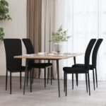 Elegant Set of Four Black Velvet Dining Chairs with Sturdy Iron Frame and Comfortable Foam Padding