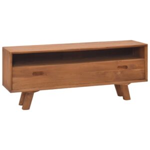 Scandinavian  Solid Teak Wood TV Cabinet with Shelf and Drawer - Fine Sanded Finish