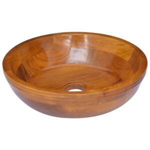 Solid Teak Wood Basin Sink  Fine Sanded  Kiln-Dried  Easy to Clean  Durable  Smooth Finish