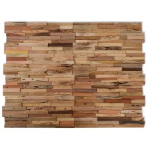 Recycled Teak Wood Wall Cladding Panels Set of Ten Natural Finish Easy Install Rustic Charm