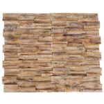 Solid Teak Wood 3D Wall Cladding Panels Set of 10  Whitewash Finish  Easy Install  Rustic Look