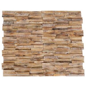 Solid Teak Wood 3D Wall Cladding Panels Set of 10  Whitewash Finish  Easy Install  Rustic Look