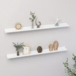 White MDF Wall Shelves Set of Two - Ideal for Books  Collectables  Ornaments