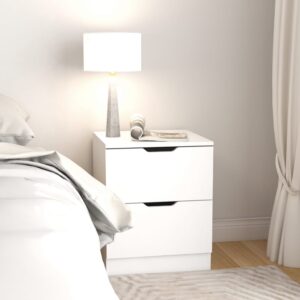 Modern White Bedside Cabinet Engineered Wood Side Table Storage Organizer 40x40x50 cm