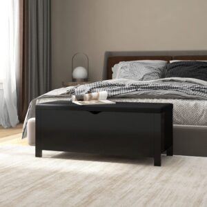 Storage Box with Cushion Black 105x40x45 cm Engineered Wood