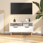 High Gloss White TV Cabinet  Engineered Wood  Ample Storage  Sturdy and Stable  Easy to Clean