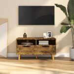 Smoked Oak TV Cabinet Engineered Wood with Ample Storage Space Sturdy and Stable