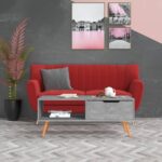 Stylish Concrete Grey Coffee Table  Engineered Wood  Perfect for Living Room Decor