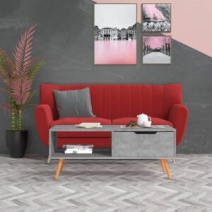 Stylish Concrete Grey Coffee Table  Engineered Wood  Perfect for Living Room Decor