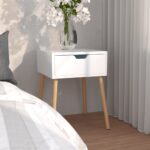 High Gloss White Bedside Cabinet  Engineered Wood  Modern Charm  Durable  Easy to Clean