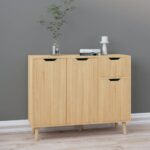 Engineered Wood Sideboard in Sonoma Oak Finish with Ample Storage Space