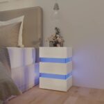 High Gloss White LED Bedside Cabinet with USB Connection and Remote Control