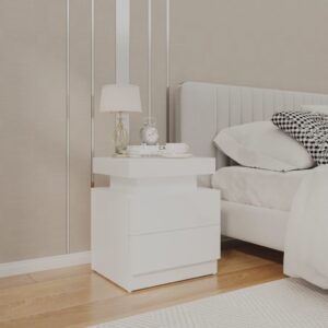 Charming White Bedside Cabinet Engineered Wood with Ample Storage Space Easy Clean