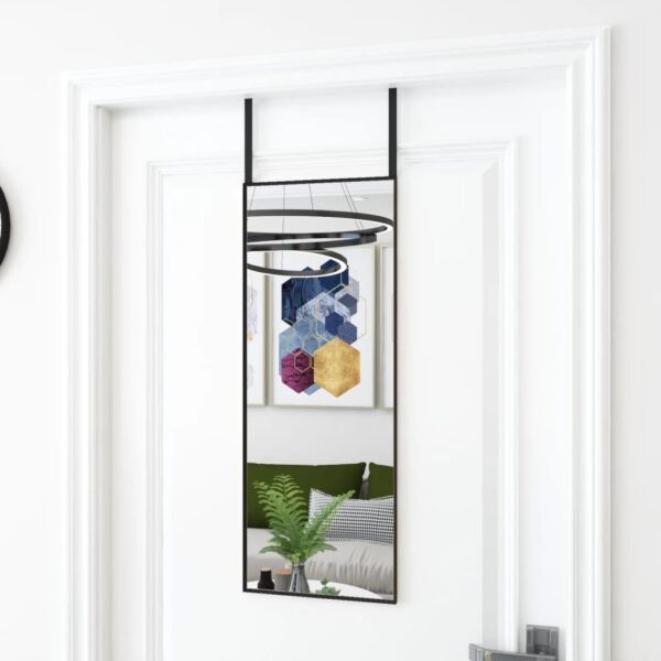 Door Mirror Black 30x80 cm Glass and Aluminium