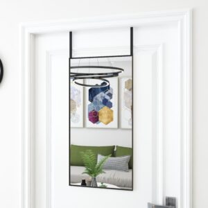 Black Door Mirror 40x80 cm Glass and Aluminium - Adjustable  Easy Install  Space-Saving Design