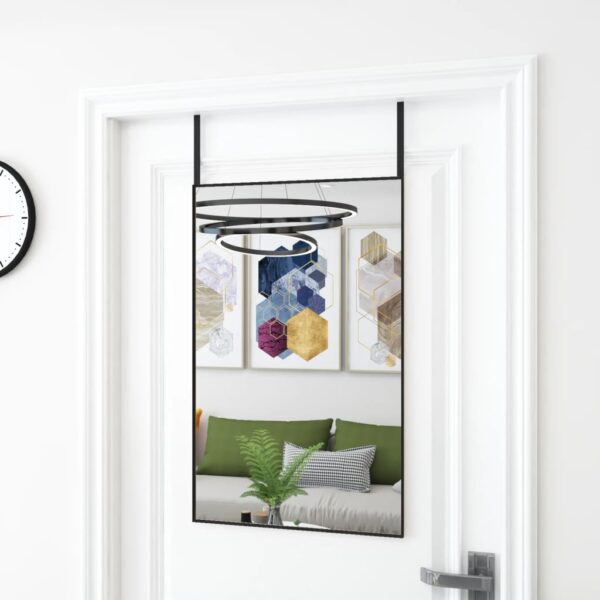 Black Door Mirror 50x80 cm Glass and Aluminium - Adjustable  Easy Install  Space-Saving