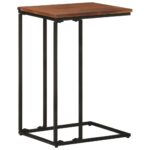 Stylish Solid Acacia Wood Side Table with Honey Finish and Iron Frame