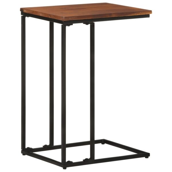 Stylish Solid Acacia Wood Side Table with Honey Finish and Iron Frame