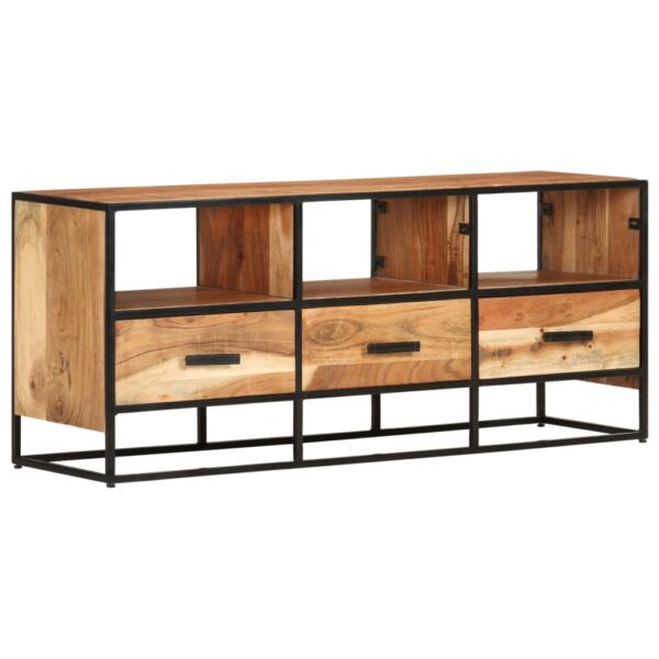 Solid Acacia Wood TV Cabinet with Drawers and Shelves - Rustic Industrial