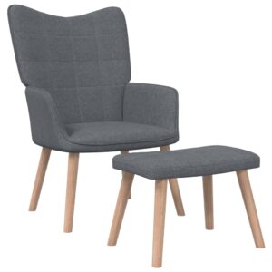 Relaxing Chair with a Stool Dark Grey Fabric