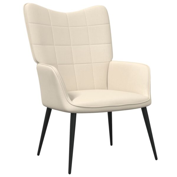 Modern Relaxing Chair in Cream Fabric with Steel Frame and Foam Filling for Comfort