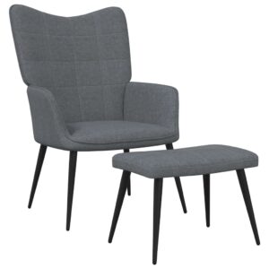 Relaxing Chair with a Stool Dark Grey Fabric