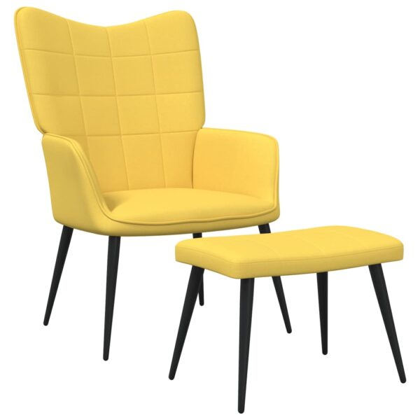 Relaxing Chair with a Stool Mustard Yellow Fabric