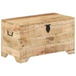 Solid Rough Mango Wood Storage Chest - Elegant  Retro   Ample Space  Versatile Use  Unique Grains