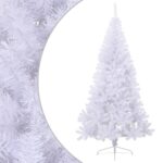 Artificial Half Christmas Tree with Stand  White  240 cm  PVC Material  Lifelike  Stable  Space-Saving  Economical  Indoor and Outdoor Use