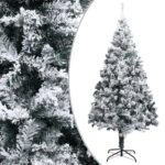 Extra Large Green Artificial Christmas Tree with Flocked Snow  Lifelike PVC Material  Steel Stand Included