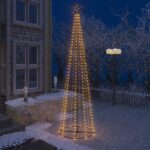 Christmas Cone Tree with Warm White LED Lights Indoor Outdoor Decoration 100x360 cm