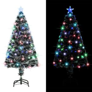 Pre-lit Christmas Tree Green and White 120 cm Fibre Optic