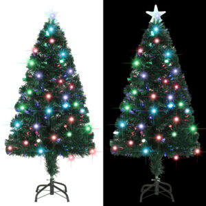 Artificial Pre-Lit Christmas Tree with Stand  Fibre Optic and LED Lights  Indoor and Outdoor Use