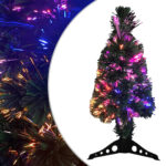 Artificial Slim Christmas Tree with Stand  Fibre Optic Lighting  Five Colour Changing  Energy Efficient  Indoor and Outdoor Use