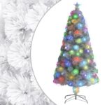 Artificial Pre-lit Christmas Tree White Fibre Optic LED Lights Lifelike PVC Steel Stand