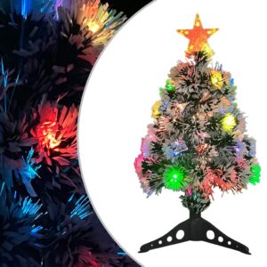 Artificial Pre-lit Christmas Tree with LED and Fibre Optic Lighting  White and Blue  Lifelike PVC