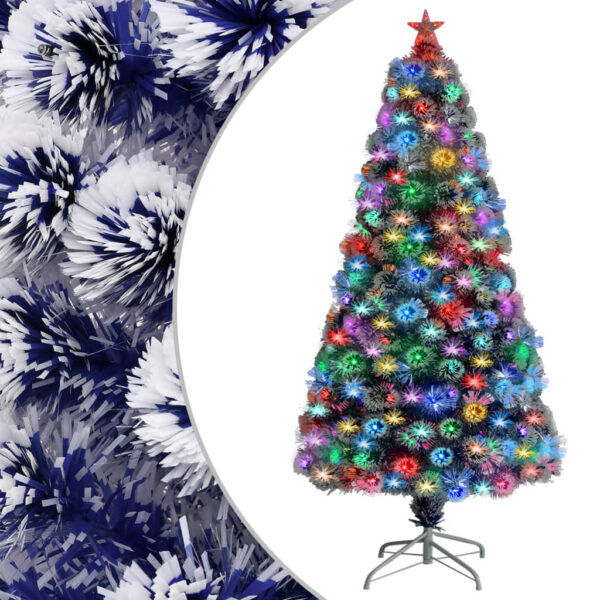 Artificial Pre-lit Christmas Tree with LED and Fibre Optic Lights  White and Blue  120 cm