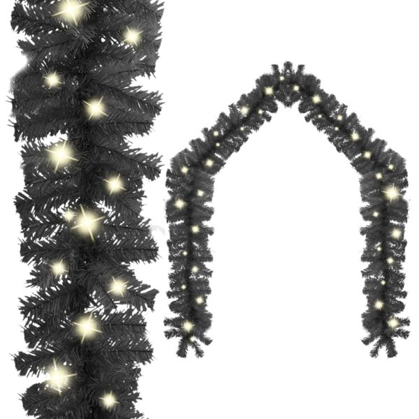 Black Christmas Garland with LED Lights 20m - Perfect Holiday Decoration  Low Power Consumption