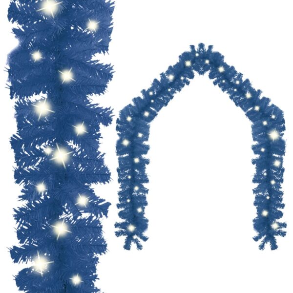 Blue Christmas Garland with LED Lights  10m Long  PVC Material  USB Connection  Energy Efficient