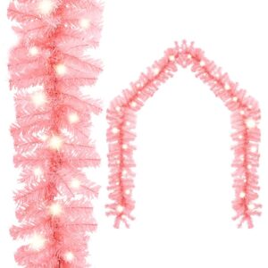 LED Lighted Pink Christmas Garland 5m - Perfect Holiday Decoration for Home  Wall  Door  Ceiling