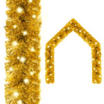 Gold Christmas Garland with LED Lights 20m - Perfect Holiday Decoration  Low Power Consumption