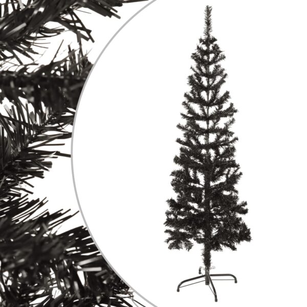 Stunning Slim Black Christmas Tree  150 cm  PVC Material  Adjustable Branches  Steel Stand