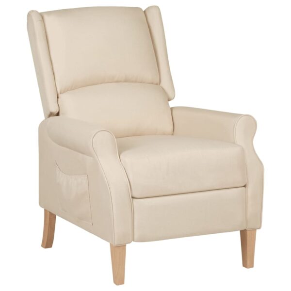 Comfortable Cream Fabric Reclining Chair with Adjustable Backrest and Footrest