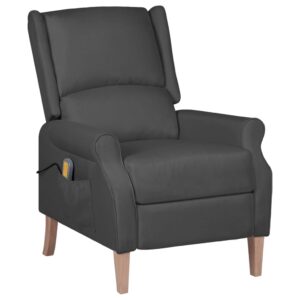 Massage Reclining Chair Dark Grey Fabric