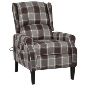 Massage Reclining Chair Brown Fabric