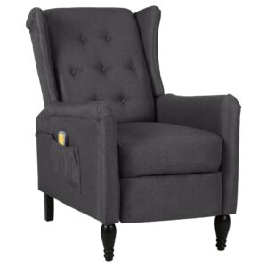 Massage Reclining Chair Dark Grey Fabric