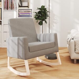 Stylish Light Grey Fabric Rocking Chair  Solid Wood Construction  Comfortable Foam Filling