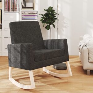 Stylish Black Fabric Rocking Chair  Solid Wood Construction  Comfortable Foam Filling  Ideal for Home Decor