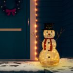 LED Illuminated Luxury Fabric Christmas Snowman Figure  Warm White Light  Indoor/Outdoor Use