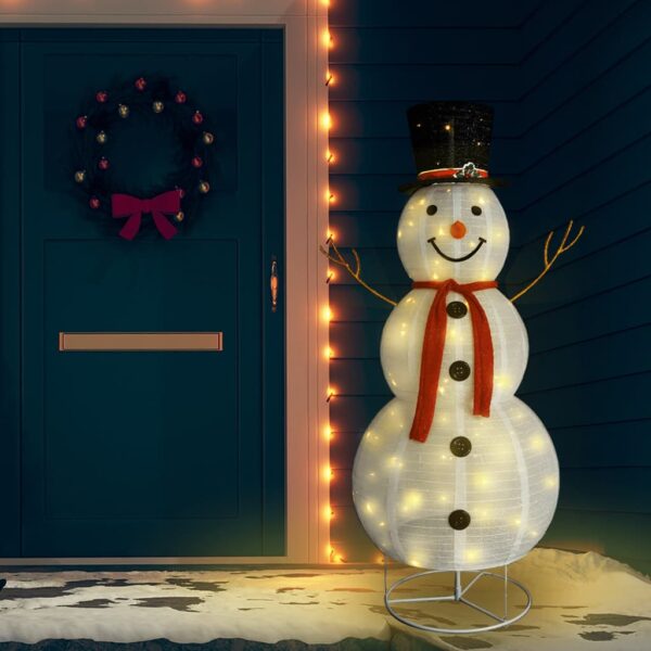 Christmas Snowman Figure LED Lights Luxury Fabric 180cm Warm White Indoor Outdoor